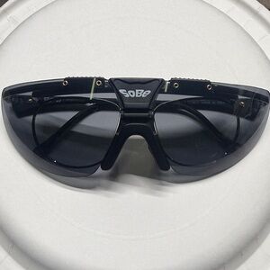 Rare SoBe Black Shield Mirrored Sunglasses